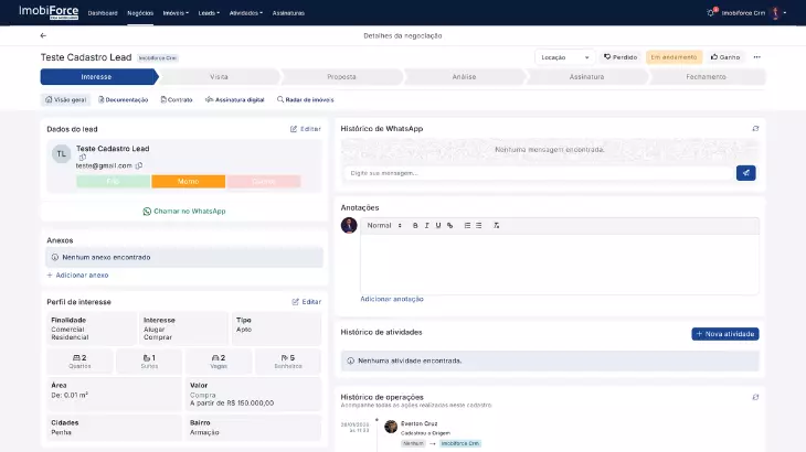 Dashboard do ImobiForce